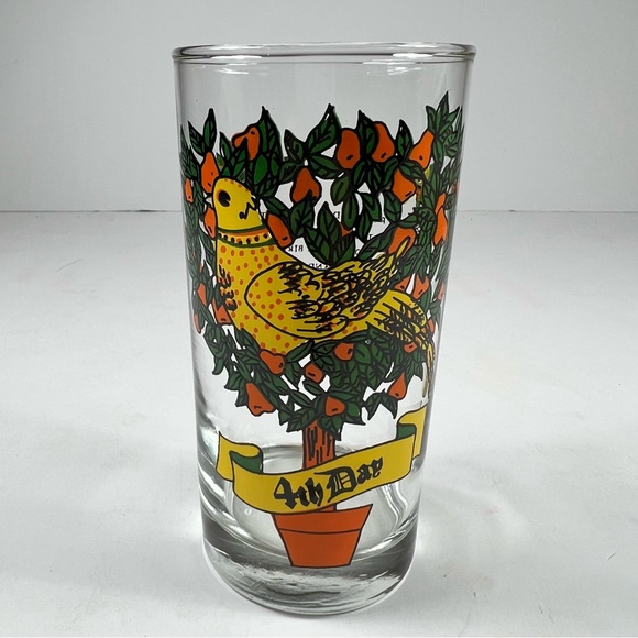 Vintage 12 Days of Christmas 4th Day Glass Tumbler - Picture 1 of 9